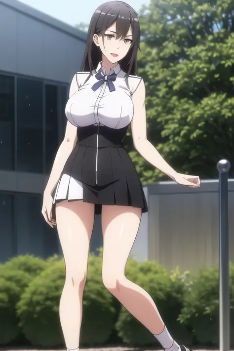 can you draw the expression of a woman who is patient，Can you draw a，Delicately draw expressions that endure pain，The chest is hidden by the costume，long black haired woman，Sexy 30 year old，Please draw a woman with dark hair {X} when her whole body is wet、...