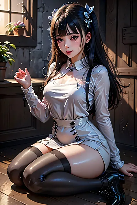 ハードなdark gothicメイク、Dark black eyeshadow、sad、Good skin radiance、dark gothic、upright、 dark smile 、palace、The beauty of fragrance、2４age、thigh high socks、knee-high socks、黒いknee-high socks、pantyhose、 My wet feet are shiny from sweat 、 My feet have a lot of glit...