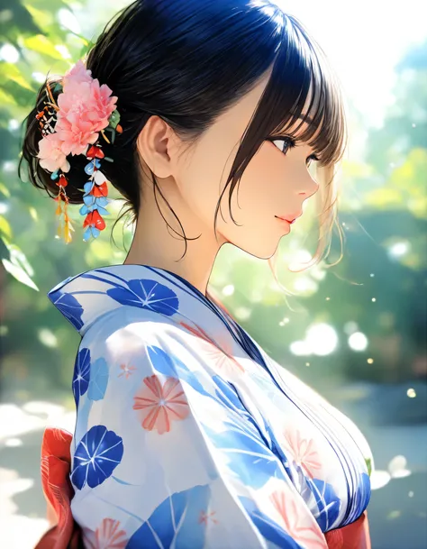 1girl, year 2019, upper body, summer, yukata, masterpiece, high score, great score, absurdres, 16k, Ultra detailed, (photorealistic : 0.5)