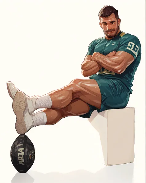 Masterpiece, best quality, male, huge ass, huge beefy muscular, sitting on white box body, gay men, handsome face, thick body, huge chest, big chest, shiny, daddy, mature , cartoon anime, mature man, bara, perfect body, perfect anatomy, , perfect cock, , m...