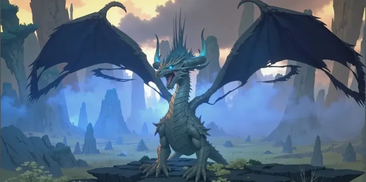 FlutenEpicDragon,0.8，to create a sharp contrast., Its huge wings spread out。suggests a serene and powerful atmosphere, The impressive span, ，The edges are translucent blue，is close to the human body. ，It's a tetentured mitenture of gray and light blue, bon...