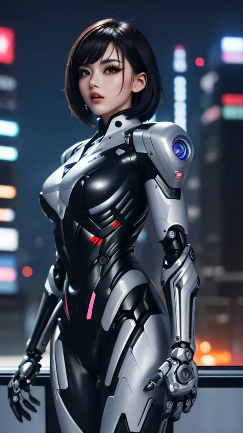 cyber punk, (((masterpiece))), (realism, realism texture), (top Quality, High Quality:1.3), (top resolution, high resolution), ultra detailed, (high detailed), beautiful robot girl, (she is incredible machine), (mechanical parts skin:1.3), (Fine skin face:...