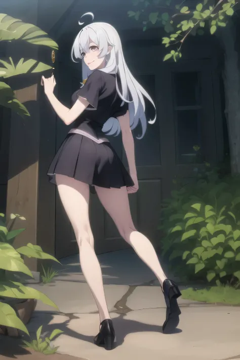 a woman with long silver hair,Can you draw a witch costume,Let's draw a more delicate expression,can you draw a woman with a nice smile,I'm in the woods, long haired woman with dark hair ,can you draw a woman interacting with spirits,,Jungle lakeside,f...