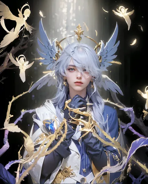 ((((SUNDAY_HONKAI STAR RAIL),((realistic, photorealistic)),(highlight hair)), Light reflection, (( HD )),((upper body)), (((best quality, masterpiece))), (masterpiece) (best quality) (detail) (8k) (HDR) (wallpaper) (cinematic lighting) (sharp focuasterpiec...