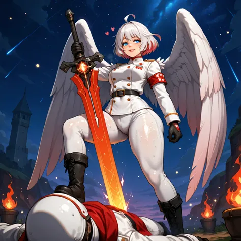 extreme_close-up, ((standing upright, attacking with the sword, trail of the sword attack:1.15, detail of the cut in the air:1.2, side attack with, Volumetric lighting_god rays, Over-the-shoulder shot, Focal length 85mm_35mm lens)), ((black sword with red ...