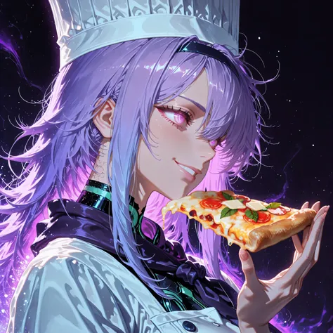 dark aura, dark energy, bristly hair, ((glowing eyes)), Anime girl drawing:1.4, Jojo anime style painting:1.4, close-up of a woman with a strong face and body , black aurora light drifting off a girl , long bangs to eyebrows , Close-up, smile, good h...