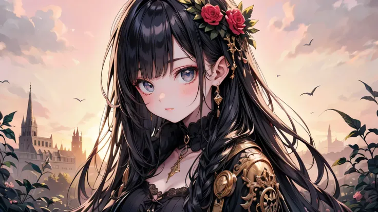 masterpiece, best quality, high quality, detailed, ultra detailed, beautiful, exquisite, insanely detailed, hyper detailed, FHD, Full-HD, highres, absurdres, 16K, female, happy, smiling, standing, looking at viewer, long hair, straight hair, shiny hair, bl...