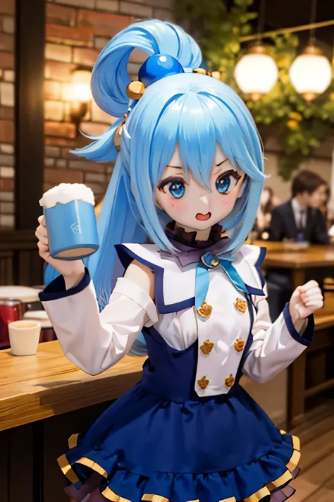 ( younger ) lantern , (Outfit) I finished ring a white and blue dress , ( holding ) staff , (stab ) Wealthy, vibrant garden , () At the bar ( garden ) around her , (Down) Clear blue sky ...