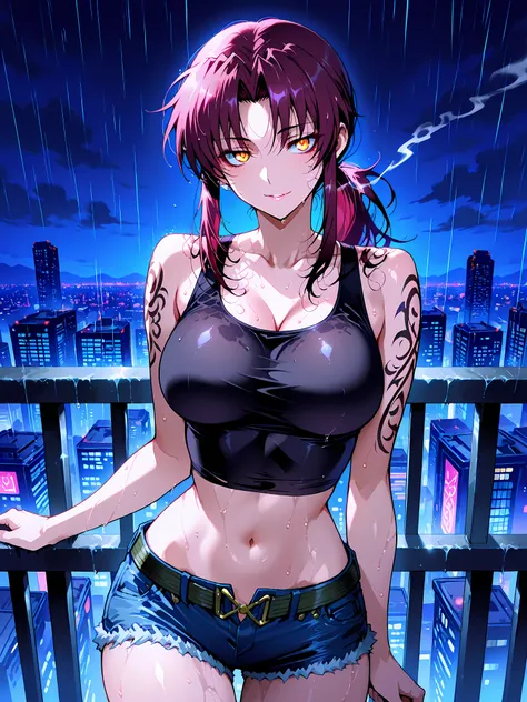 Masterpiece, highest quality, ultra-detailed (ultra-resolution: 1.5), (Black Lagoon anime-like visuals), cinematic anime style, incredibly detailed (highest quality), (beautiful lighting), (vivid colors), (sharp linear art), (8K high resolution), (professi...