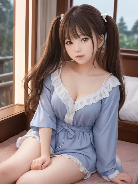 

(top quality)、masterpiece、hyperrealism、princess who sits with her legs open in an m shape、

romantic views of a steamy hot spring town, 
The room at the hot spring town inn、 Pajamas in yukata、high school girls throw pillows、lively couple、flirt、

Intricat...