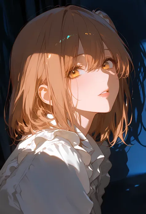 masterpiece, best quality, high quality,ultra-detailed, 1girl lit from one side, fast light falloff creating dramatic side fade, focus on face, shadows merging into background