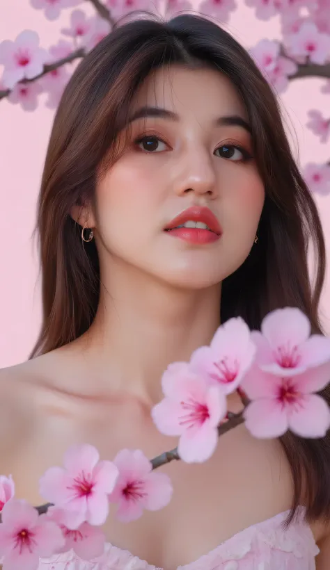  16k, best image quality, highest resolution, Best Quality, surrealism, masterpiece, High detail, Textured skin - Multiple awards, RAW, f/1.2, Nikon, Fujifilm, movie light effect that won't light up, Like a scene from a movie, 1 girl,flower, cherry blossom...
