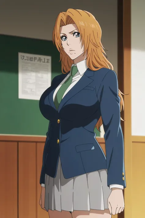 vslinxbleachtybw style,score_9, score_8_up, score_7_up, source_anime,anime creencap, （masterpiece),(best quality),(ultra-detailed),(best illustration),(best shadow),(absurdres),(detailed background),(very aesthetic),matsumoto rangiku , long hair, orange ha...