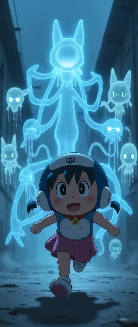 highdefinition images,Doraemon the movie、Shizuka-chan is chased by ghosts、Doraemon is underneath ghosts