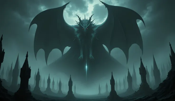 Gargoyle Statue mounted on Gothic Church, glowing eyes, dark aesthetic, nighttime, foggy, surreal horror, gothic, dark fantasy, high detail, masterpiece..