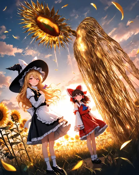 Quality:
(masterpiece, ultra detailed, super resolution, high quality):1.2, (detailed-background),

Art Style:
(photorealistic):1.4, (2.5D):1.5, (warm cinematic lighting):1.5, (volumetric light rays):1.4, ray tracing, (depth of field), (vibrant sunset past...