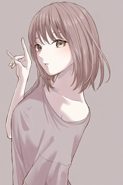 pose of woman with short shoulder length hair with style