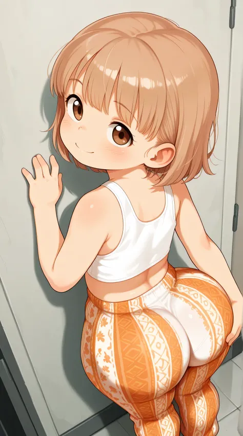  masterpiece,child, below the age of 18, 10 years old, little-girl, shortstack, under-age, early/teens, im/mature, Juvenile, short, from above, 130 cm tall, short, petite, underwear outline, best quality, highres, absurdres, 1girl, long light brown hair, b...