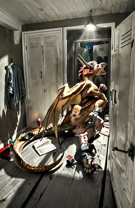 Pov:1.3, point of view, pov view, view from top:1.3, in frame, view from ground, low angle, fetal position, sitting, lean on ruins, human head, lips, nose, human skin, own long body, long neck, own legs, human feet, wings, transformation, human morfing int...