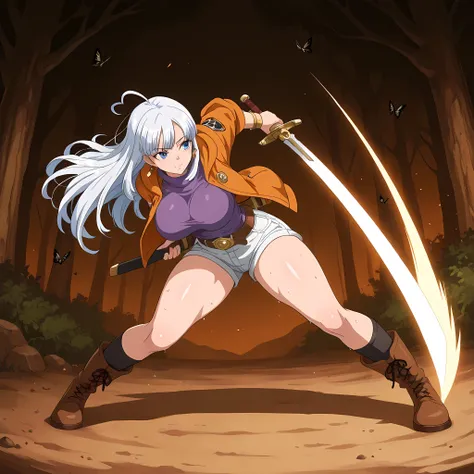 (extreme high side angle), ((battlefield with several soldiers lying on the ground, wind cut, attack pressure, giant wolf advancing against the swordswoman
wind cut, attack pressure, giant wolf advancing against the, anime epic scene, 1woman, solo, swordsm...