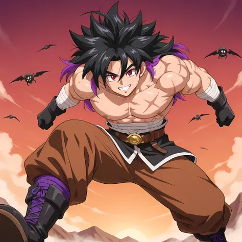 (high side angle), ((epic anime scene, 1man, air pressure attack, epic battle scene):1.10), (Chrono Trigger anime style:1.15, anime style warm colors, ultra quality, full HD, 4K quality, perfectly detailed eyes, rich scenery details, ultra facial details, ...