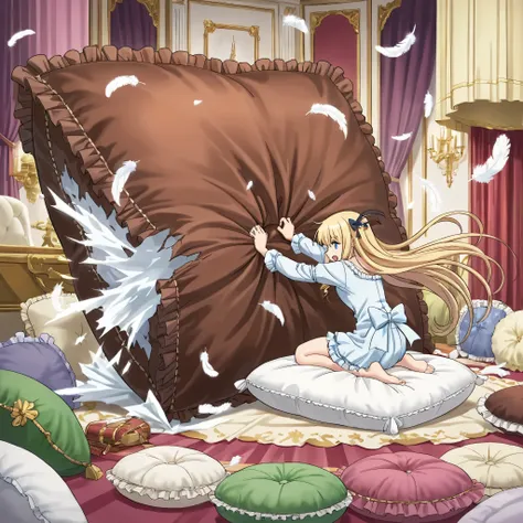 (score_9:0.9),score_8_up,score_7_up,negative_hand, realistic,LatifaPajamas, drill hair, blonde hair, blue eyes, pink pajamas, frills, off shoulders,over elbow glove, underwear, lingerie, panties, satin, 1girl, solo, nsfw, full body, whole body view, open m...