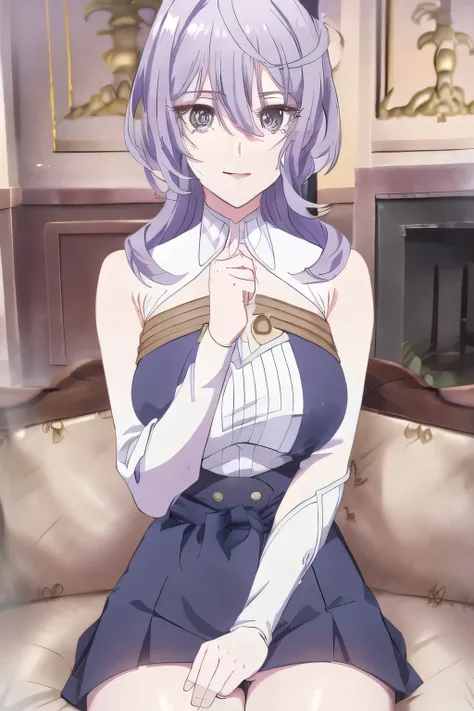  Sleeveless Sweaters， using cinematic lighting and ray tracing ，，  they are relaxed  ， ， （Please draw more delicately），（sleeveless white shirt，），（can you draw a dark blue pleated miniskirt）、face is absolutely necessary，Accurately，，2- using cinematic lighti...