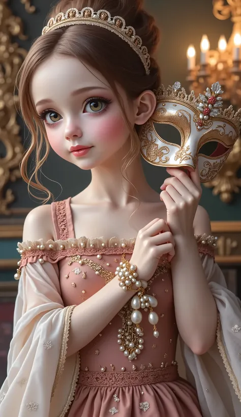 Masquerade、very cute girl、Wearing a ballroom mask、A girl who looks like a doll、((Courtesy))
