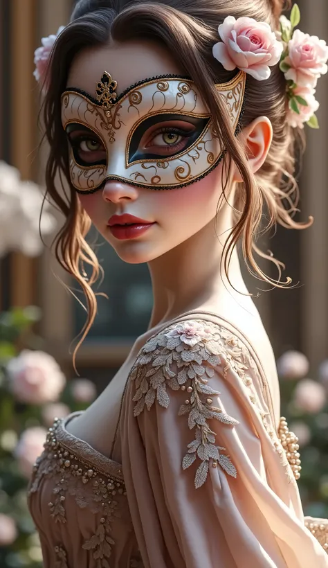 Masquerade、very cute girl、Wearing a ballroom mask、A girl who looks like a doll、((Courtesy))