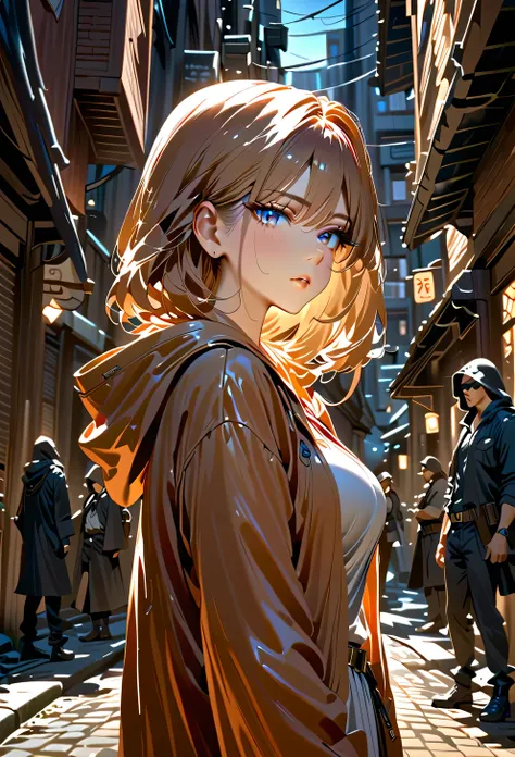 Mysterious Suspicious Neighbors night Cover your eyes with a hood Back Alley in the City Outlaw Women's atmosphere