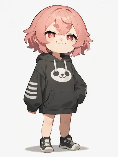 score_9, score_8_up, score_7_up, score_6_up, Anime，nsfw，one girl,pink hair with long n sleeves,Alone,Hooded Chibi,Bang,smug face,standing,full body,Pose,who have physical relationships,In-person audience,hoodie,Wears a Hood,long sleeve,Hair between eyebrow...