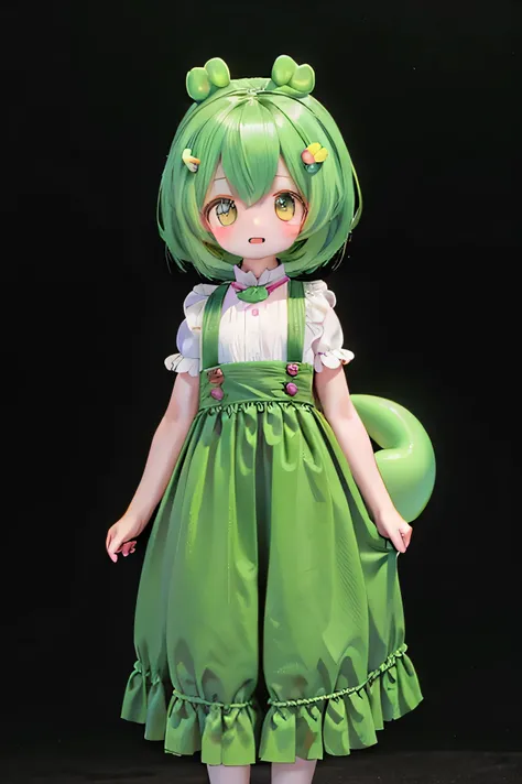 cute green-haired zundamon in playful pose, Exquisite Character Design , Delicate Details , surreal , photorealistic , 8k, masterpiece , is high resolution, bright color...