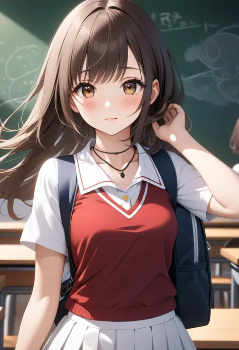 ra teacher, best quality, high resolution, UHD, perfect pixels, depth of field, 4k, RTX, hdr))), 1 girl, single high school, 16 years old, Take a kitchenette from the waist up , alone, Beautiful anime girl, beautiful artistic style, anime character, ((Exp...
