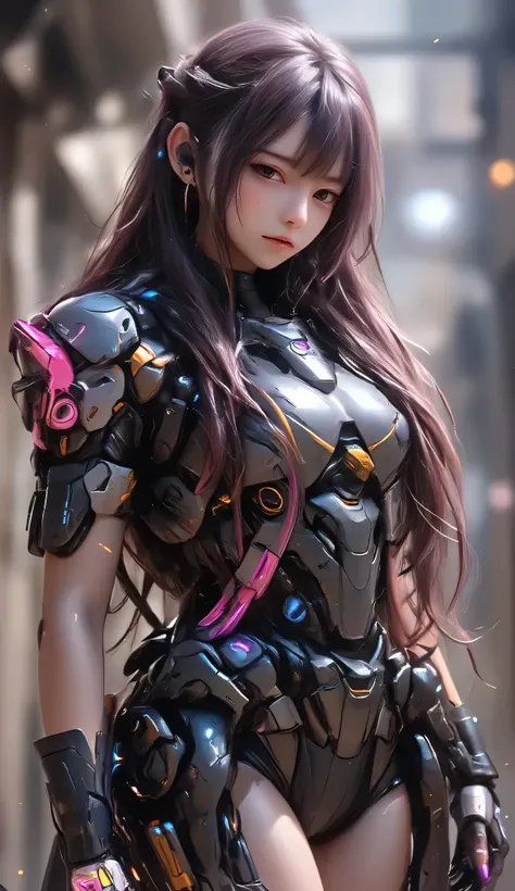 computer traitor , 1 Girl , [agent,drooping eyelids,Thick lips, Teeth Tightening ,Cutting,side braid,wristband, Black Combat Suit , Body Armor , With Belt , Extreme Sneakers , Visible from afar ,holding a gun ,Magic Ring ,Silhouette, Ice System R...