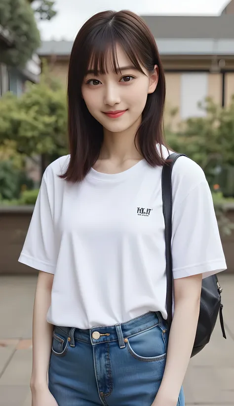 full body shot with mahiru、Woman standing directly in front of the camera、The expression of a smile looking at the camera、(Greatest Masterpiece:1.2), ( Original photo :1.2), Professional Photography, double eyelid, long eyelashes,Perfect Makeup Reals for B...