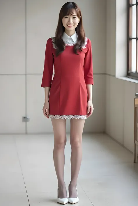       Super Real ,       photorealistic   ,    (Full body image:1.5),  she looks so happy      , shadow,           global illumination          , Alone, (japanese women in their 20s :1.5),      very beautiful、     cute smile ,    Slim,    brown hair ，　beau...