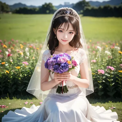 (masterpiece,best quality: 1.4),(8k,raw photo,photo realistic:1.2),shiny skin, detailed skin,detailed face,detailed eyes,Japanese idol,beautiful face,(A field of flowers), various beautiful flowers, a beautiful girl, a Japanese woman, an extremely beautifu...