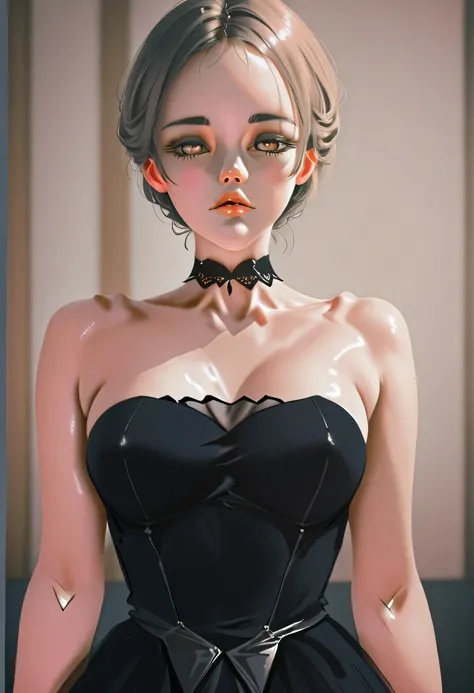 a close up of a woman in a black dress posing for a picture, photorealistic anime girl render, smooth anime cg art, seductive anime girl, wlop glossy skin, beautiful alluring anime woman, anime style. 8k, realistic anime 3 d style, beautiful alluring anime...