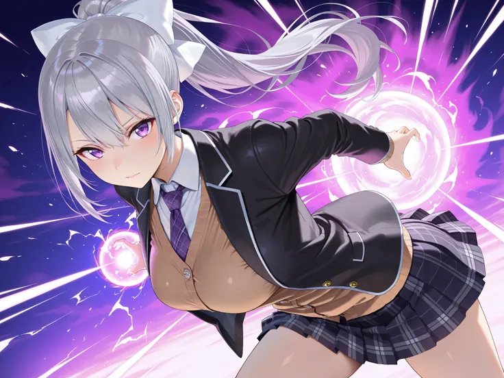 solo,masterpiece,best quality,super fine illustration、finely detail 、clear picture、UHD、HDR, amazing quality, highres, absurdres, very aesthetic, high resolution, ultra detailed, perfect details,nijikaede,purple eye,grey hair,long eyelashes,long hair,ponyta...