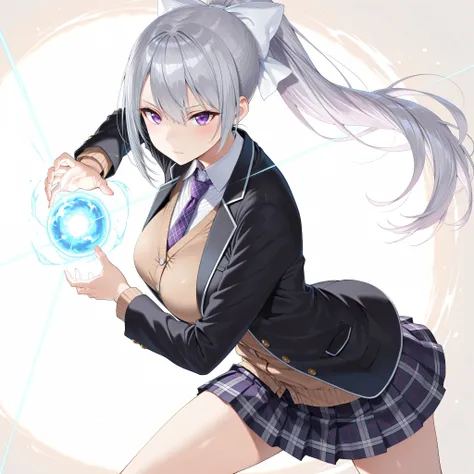 solo,masterpiece,best quality,super fine illustration、finely detail 、clear picture、UHD、HDR, amazing quality, highres, absurdres, very aesthetic, high resolution, ultra detailed, perfect details,nijikaede,purple eye,grey hair,long eyelashes,long hair,ponyta...
