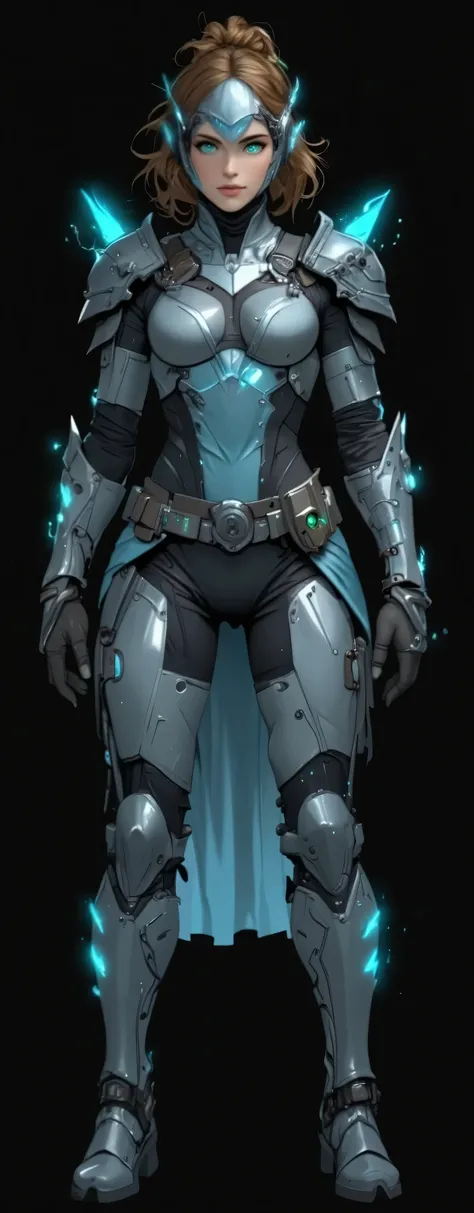 alexandra daddario,chargen_stylised_illustration,Front view,full body,character art,concept art,anime,sexy female,great body,female police knight,eagle wing concept,flying apparatus in her back,futuristic helmet,small energy wings shoulders,silver and blue...