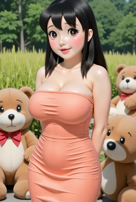 BURSTING BREASTS front posing, ("Facial expression in Happy big Orgasm"), Both hands lying behind the back, (photorealistic:1.6) ((Indonesian hijab)), background rice paddy. daytime atmosphere, (((please don't showing any finger!!!))), (BARING DIATAS TIGA ...