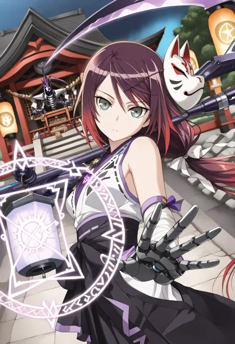 animation style, (masterpieces:1.2, Superb Quality), (Delicate and Beautiful Eyes: 1.2), (Beautiful, detailed face), 1girl, dynamic angle,  I bandaged my hands, Action pose, close-up, From the side,  holding lantern, futuristic lantern, Glowing lantern, A ...