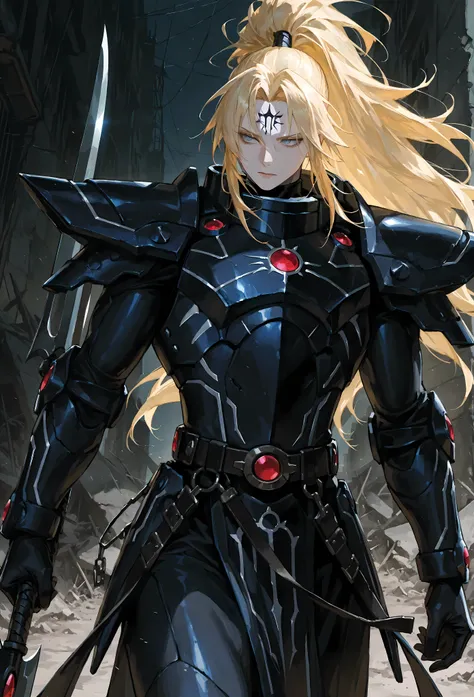 8k, beautiful masterpiece, looking out at the front, alone, pale skin, Perfect Eyes shape, Athletic Build, muscular, [([He wears: elaborate Aeldari Armor, Aeldari Belt, Red Eldar Spirit Stone on forehead, Black Power Armor, Streamlined Armor:1 . 11)|ornate...