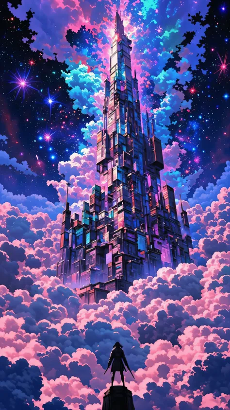 Otherworldly space、Close to space、 City in the Clouds 、Lost City Pictures、picturesque background、city floating city emerging from clouds、Digital image 、near future、high resolution background glowing city buildings、A dreamy city above the clouds、非常に詳細なDigit...