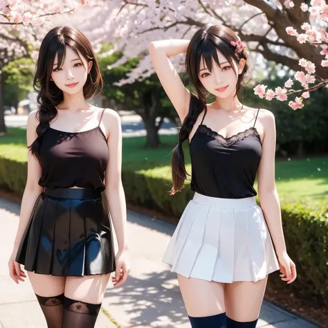 (masterpiece,best quality: 1.4),(8k,raw photo,photo realistic:1.2),shiny skin, detailed skin,detailed face,detailed eyes,Japanese idol,beautiful face,cherry blossom trees, under cherry blossom trees, one beautiful woman, beautiful Japanese woman, well-deve...