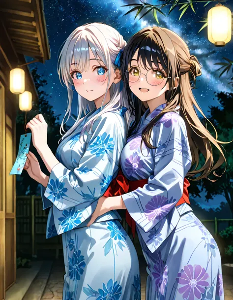 (ultra-detailed)), (highly detailed CG illustration), (best quality:1.2), ultra-highly detailed, colorful composition, artistic photoshoot, 2girls:1.3, duo focus:1.3, Yuri:1.3, cowboyshot:1.3, moe anime character, round face, rounded chin:1.2, short statu...