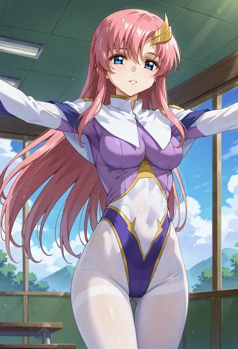 score 9、score 8 up、score 7 up、score 6 up、score 5 up、score 4 up、source anime、傑作、Best quality、Best resolution、Very detailed face、Very detailed eyes、Best image quality、anime coloring、1girl、<lora:Lacus_Meer_Gundam_SEED_Pony:0.8>、lacusmeer、solo、pink hair、long h...