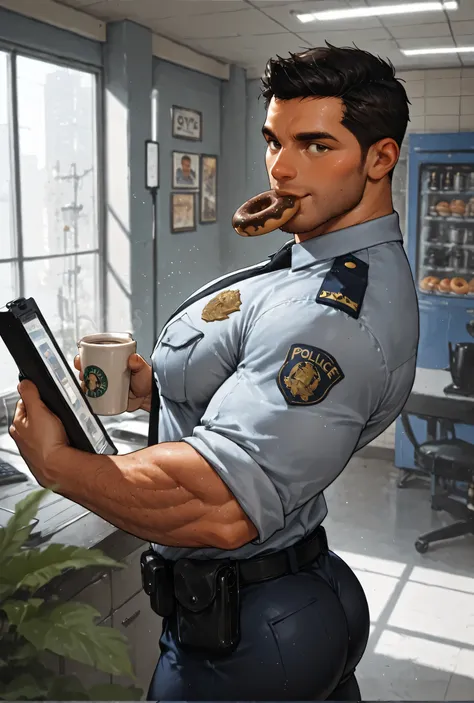 ,muscular,traditional media, realistic, ,male,bara,gay,1man, handsome male, Masterpiece, best quality, male, huge ass, huge beefy muscular, gay men, handsome face, thick body, huge chest, big chest , man, bara, perfect body, perfect anatomy, masculine, hai...