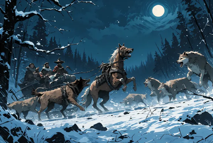 In the snows of deepest Russia, in the depths of a dark forest, 200 years ago, on a cold winter's night, a skinny mongrel dog stands between a sleigh and a pack of wolves which has surrounded it. In the sleigh are two pretty Russian girls, their mother, an...